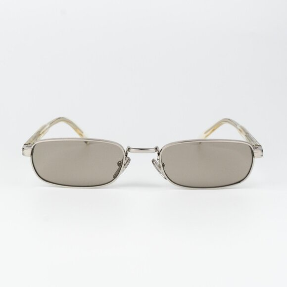 Prada Women Sunglasses Silver Brown Rectangle PRB54S 1BC30P NEW AUTHENTIC - Picture 1 of 12